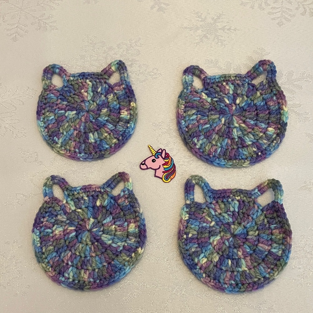 Handmade Unicorn Colored Cat Coasters